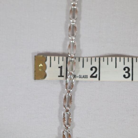 Monet 1960s  Atomic Starburst Pendant Necklace Rhodium Plated Oval Ornate Links - Picture 9 of 10